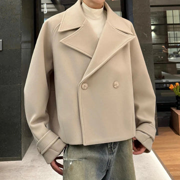 AIDASE  -  Short Long Sleeve Men Woolen Coat Autumn Winter New Korean Style Loose Slimming Jacket Trendy Handsome Menswear 21E7676 aidase-shop